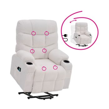 Állítható masszázs fotel, fehér, HUDSON