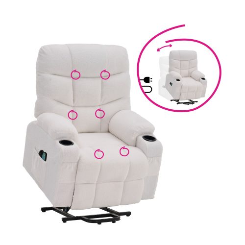 Állítható masszázs fotel, fehér, HUDSON