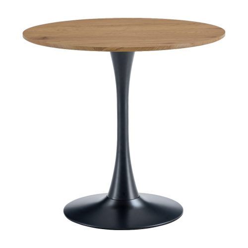 Étkezőasztal, tölgy/fekete, átmérő 80 cm, REVENTON NEW