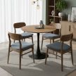 Étkezőasztal, tölgy/fekete, átmérő 80 cm, REVENTON NEW