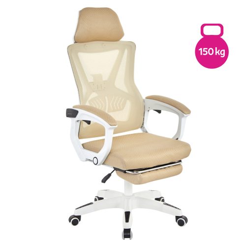 Irodai szék, bézs/fehér, teherbírás 150 kg, MALVIN