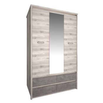 Szekrény tükörrel 3D4S, nairobi gesztenye/onix, JESI NEW