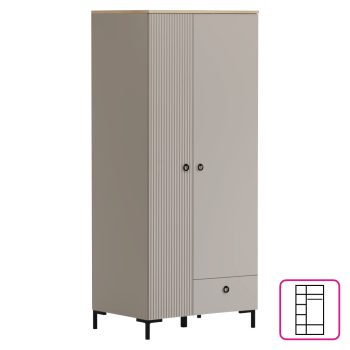   Szekrény, szürkésbarna Taupe/silverjack tölgy, DOMCA 2D1S