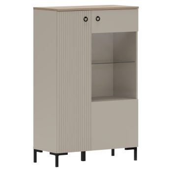   Alacsony vitrin, szürkésbarna Taupe/silverjack tölgy, DOMCA 1D1W/140