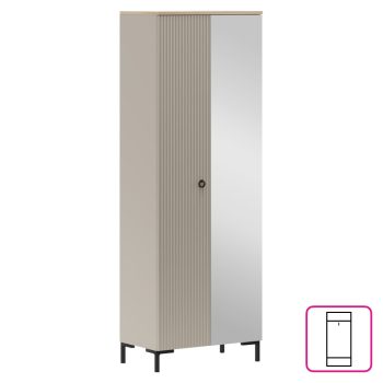   Szekrény tükörrel, szürkésbarna Taupe/silverjack tölgy, DOMCA 2D