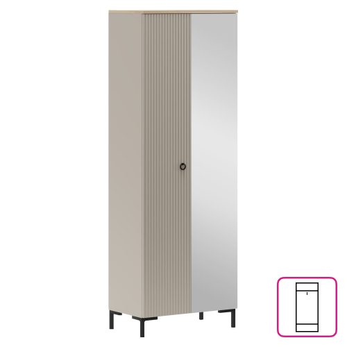 Szekrény tükörrel, szürkésbarna Taupe/silverjack tölgy, DOMCA 2D