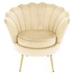Art-deco stílusú fotel, bézs Velvet szövet/gold arany króm, NOBLEO