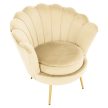 Art-deco stílusú fotel, bézs Velvet szövet/gold arany króm, NOBLEO