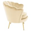 Art-deco stílusú fotel, bézs Velvet szövet/gold arany króm, NOBLEO