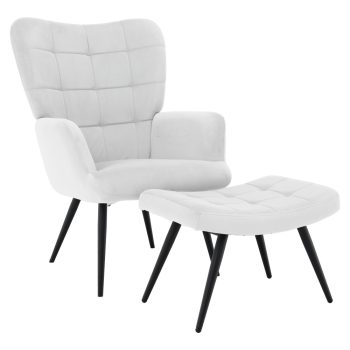   Fotel lábtartóval, világos szürke Velvet szövet/fekete, HABEN