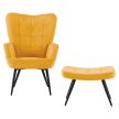 Fotel lábtartóval, sárga Velvet szövet/fekete, HABEN