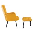 Fotel lábtartóval, sárga Velvet szövet/fekete, HABEN