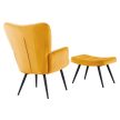 Fotel lábtartóval, sárga Velvet szövet/fekete, HABEN