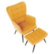 Fotel lábtartóval, sárga Velvet szövet/fekete, HABEN