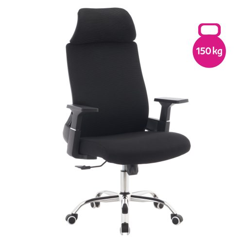 Irodai szék, fekete/króm, teherbírás 150 kg, HOLGER