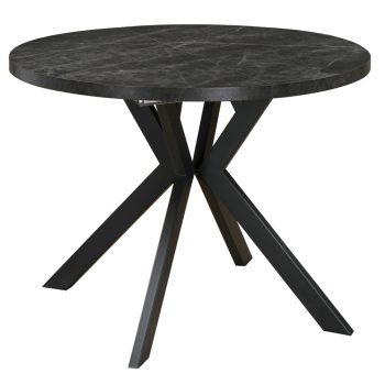   Kihúzható étkezőasztal, sötét beton/fekete, 100-250x75,5 cm, LUKOS