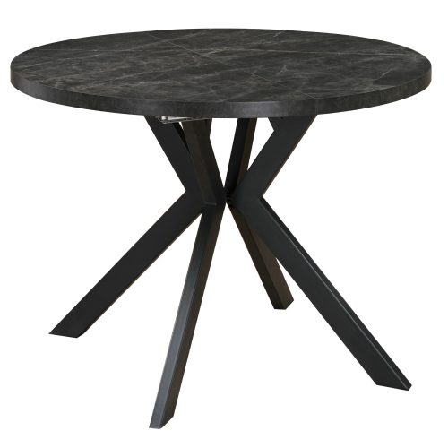 Kihúzható étkezőasztal, sötét beton/fekete, 100-250x75,5 cm, LUKOS