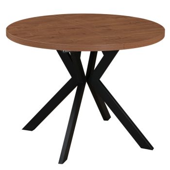   Kihúzható étkezőasztal, sötét tölgy/fekete, 100-250x75,5 cm, LUKOS