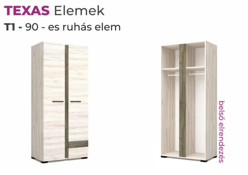 TEXAS (T1) 90 ruhás szekrény elem